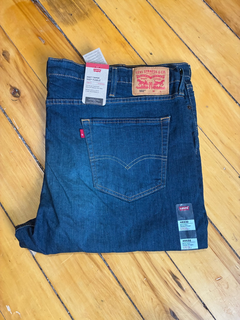 NWT Levi’s Men’s 502 Taper Dark Blue Straight Jeans Big & Tall 48 x 32